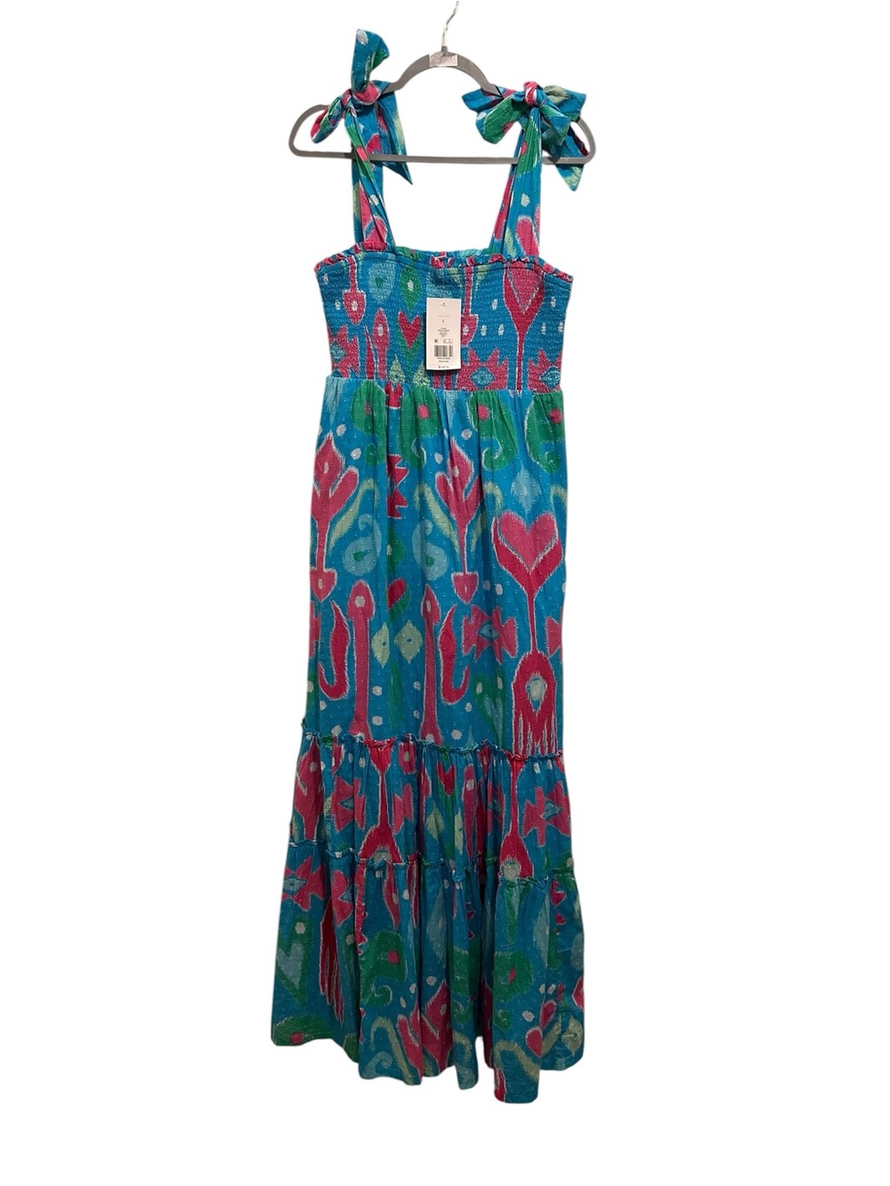 crown & ivy Teal and Pink Floral Tie-Shoulder Maxi Dress